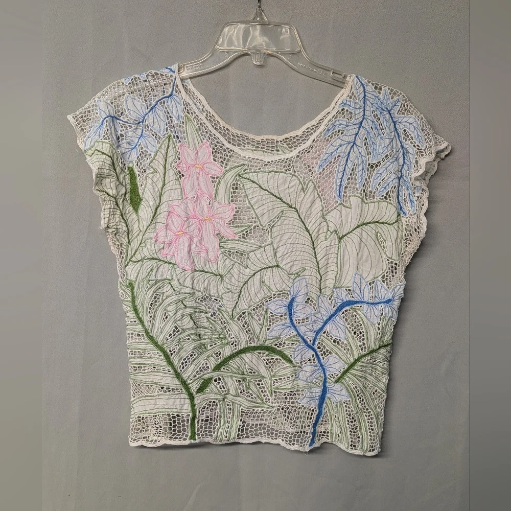 Vintage Floral Lace Women Top - Picture 1 of 8
